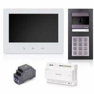 Wideodomofon 2 żyłowy Hikvision Zestaw DS-KIS704EY-ACW2/ALUMINUM Switch Android MicroSD