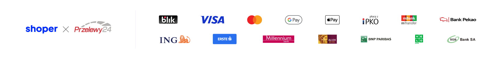 Shoper Przelewy24 - BLIK, Visa, Mastercard, Google Pay, Apple Pay i banki